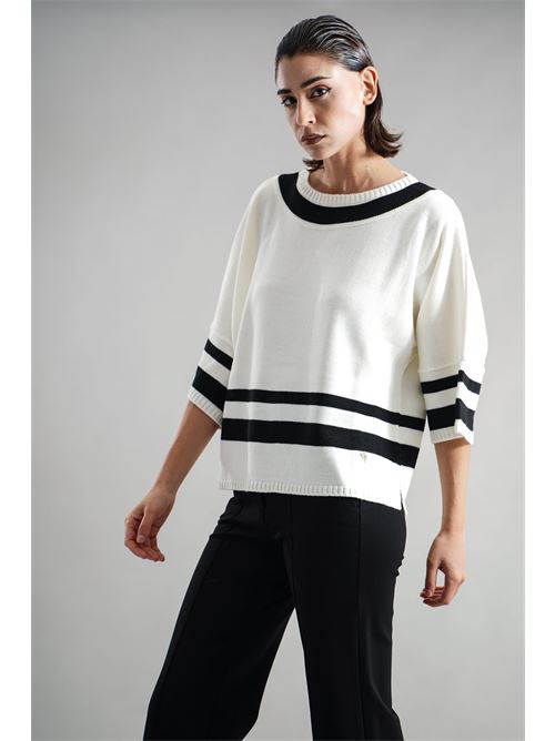 Maglia in misto lana GM by Gai Mattiolo | GM3442PANNA/NERO